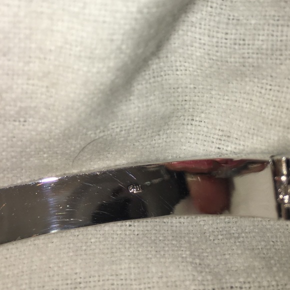 DIAMONDS Solid STERLING SILVER Bangle Bracelet Buckle design locking clasp - Picture 11 of 16